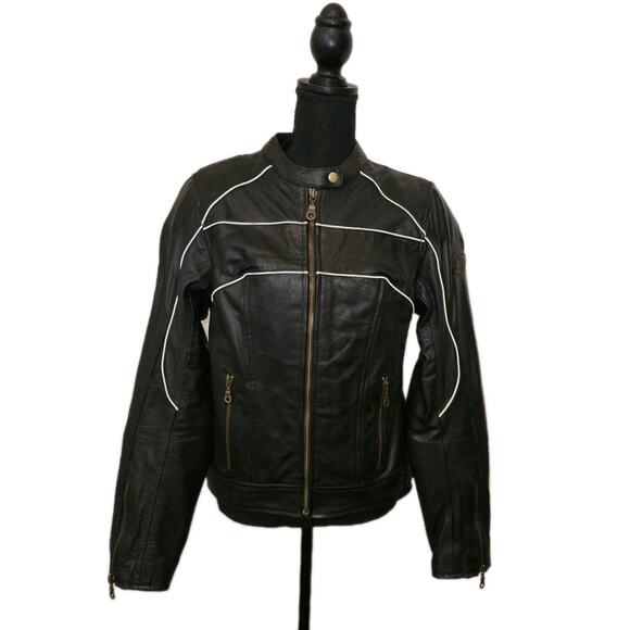 Bilt Women's Leather Padded Biker Motorcycle Jacket Size Large - Picture 2 of 16